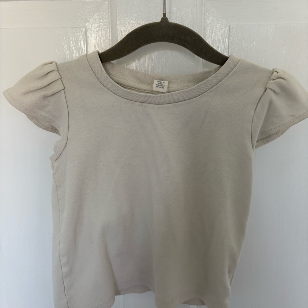 Colored Organics Cream Toddler Top with cap sleeve